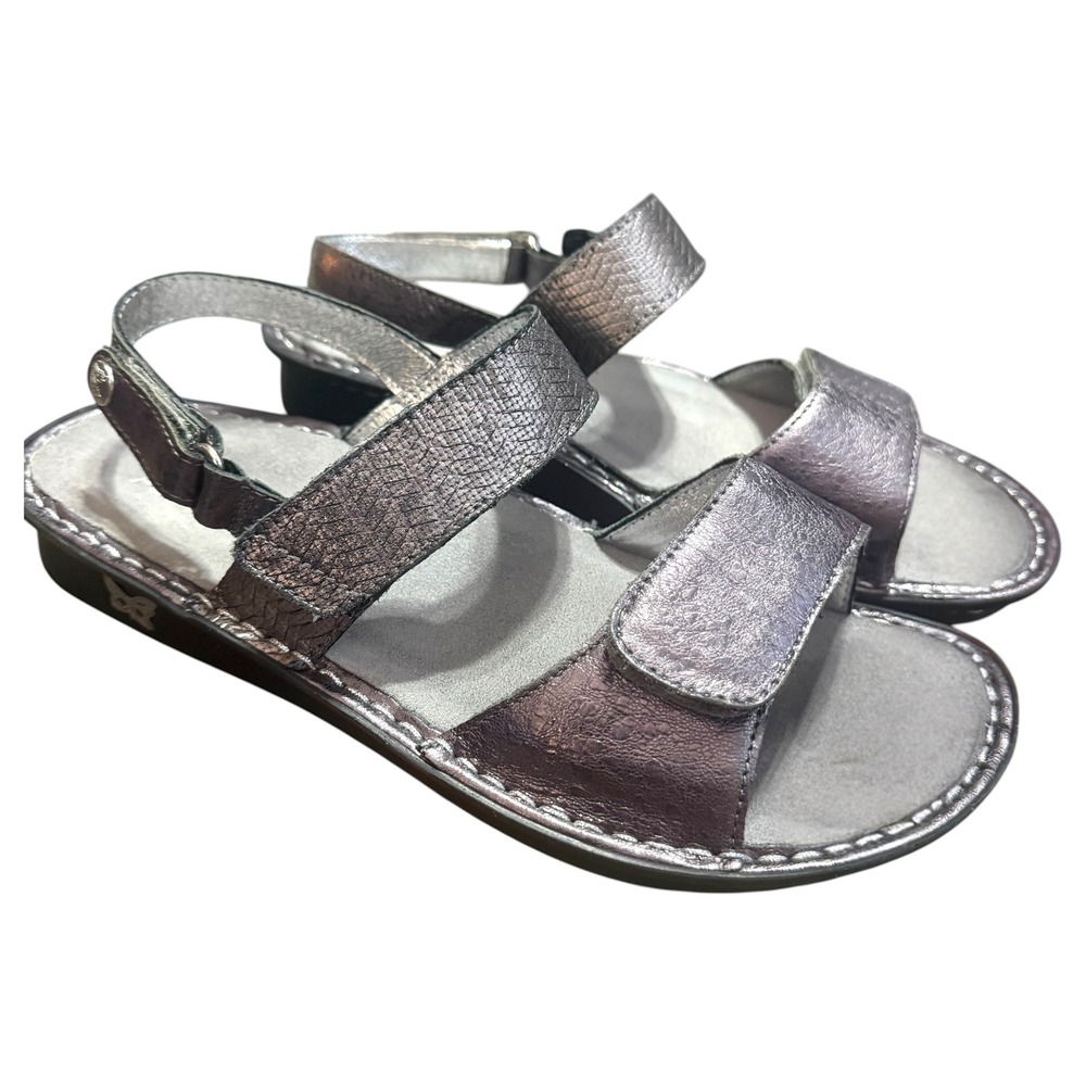 Alegria Verona Metallic Pewter Leather Sandals Women 40 EU 9-9.5 US